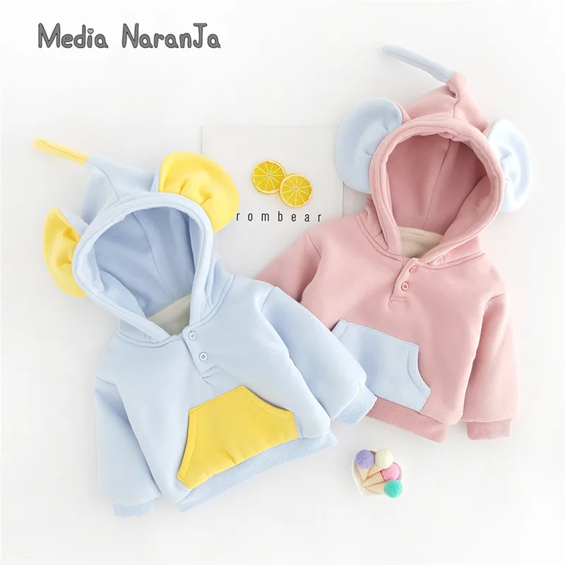 Baby plus velvet sweatershirt fall boys girls 2 colors infant toddler children warm elephant winter halloween costume