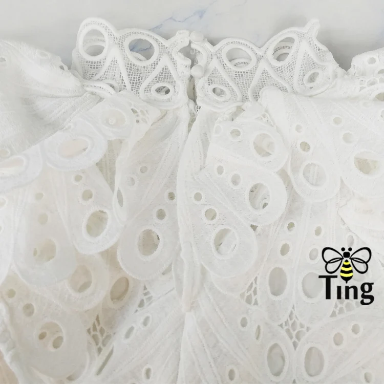 Tingfly Runway дизайнер высокое качество вышивка выдалбливают вырезы мини платья для вечеринок Мода оборками Короткое роскошное платье модный