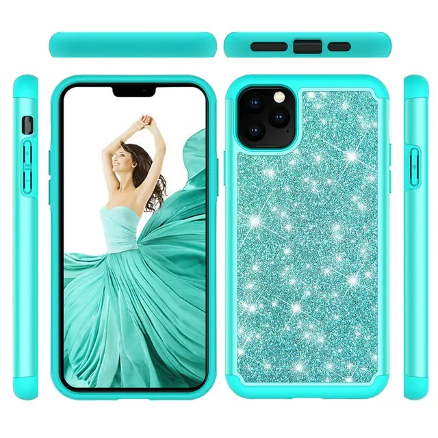 Шикарный Блестящий Роскошный чехол для iPhone 11 на iPhone 11 Pro Max 2 в 1 pc TPU задняя крышка чехол для iPhone 11 чехол 11Pro Fundas