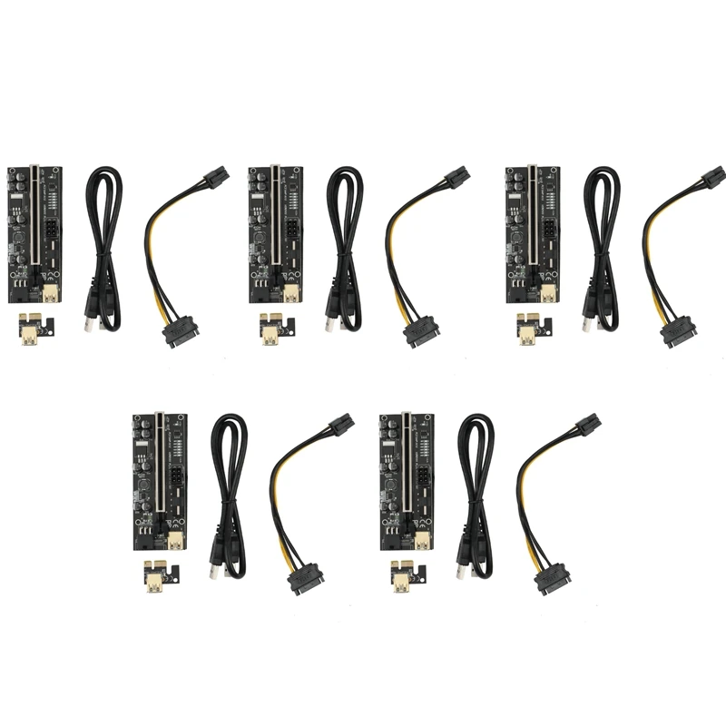 VER010S USB3.0 PCI-E Райзер VER010 PLUS Экспресс 1X 4X 8X 16X Райзер-адаптер Pcie SATA 6-контактный разъем