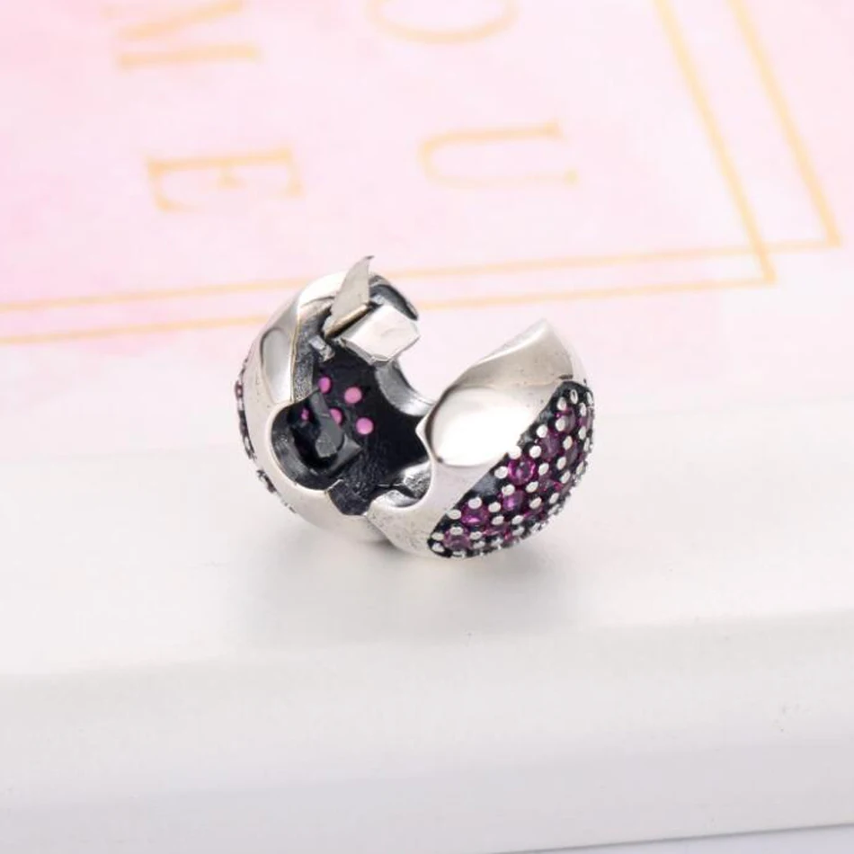 S925 Серебряные Бусины DIY ювелирные изделия любовь моей жизни зажимы пробки Шарм fit Леди Браслеты браслет проложить красный CZ