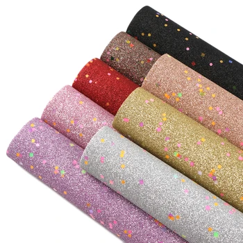 

David accessories 20*34cm 8pcs/set Glitter Faux Synthetic Leather Fabric for Bows Leather Sheets for DIY Patchwrok ,1Yc8629