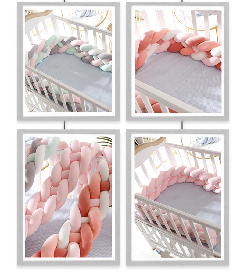 Cerco do Berço Cerca de Proteção Tira da Torção Cama do Bebê Decorativa Cama Tecelagem Travesseiro Crianças Acessórios Pára-choques 2m nó 9 Amortecedores