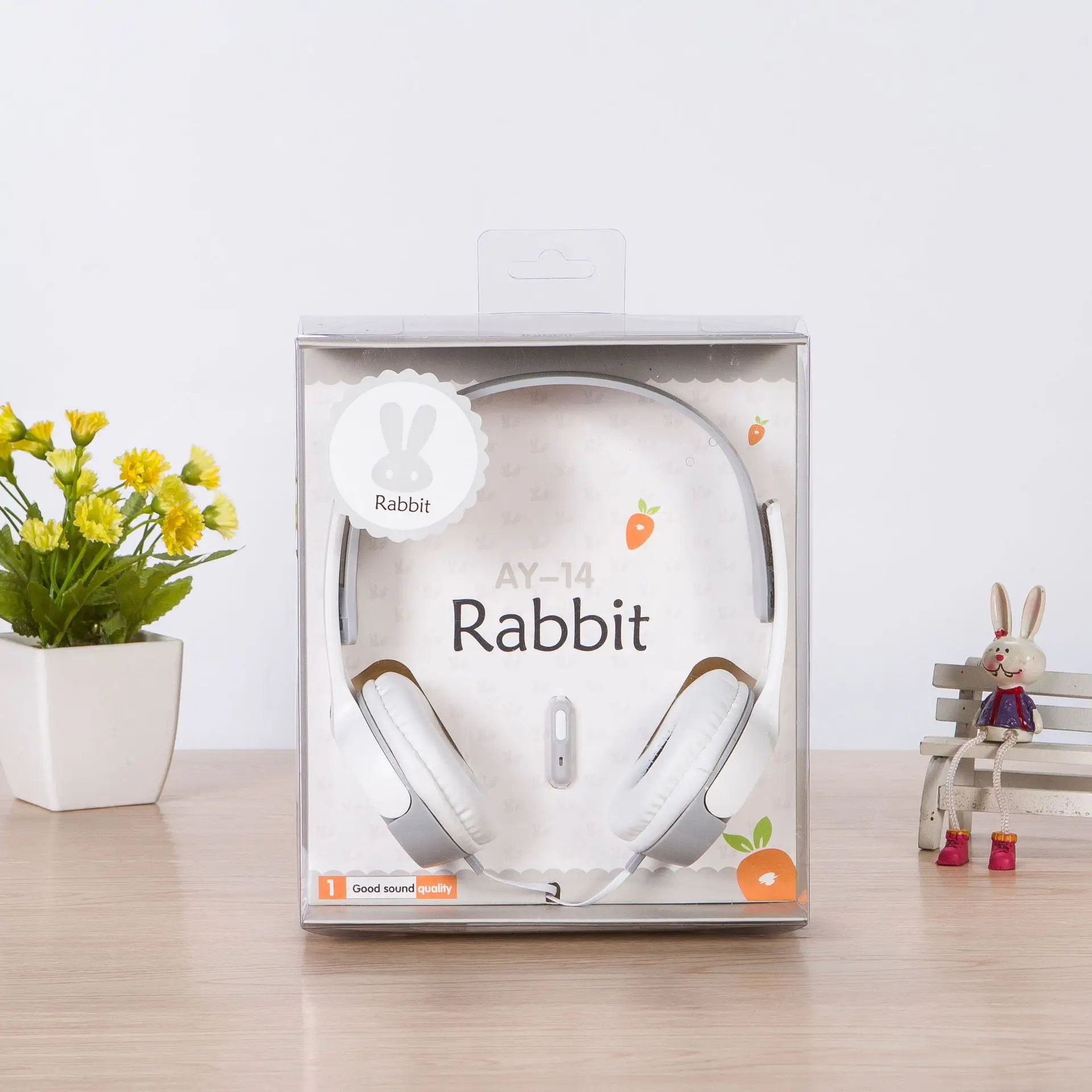 Cartoon Headphone for Kids Children Rabbit Stereo Wired Headsets Stereo Gaming Earphone for PC Phone with Mic Girls Boys Gift