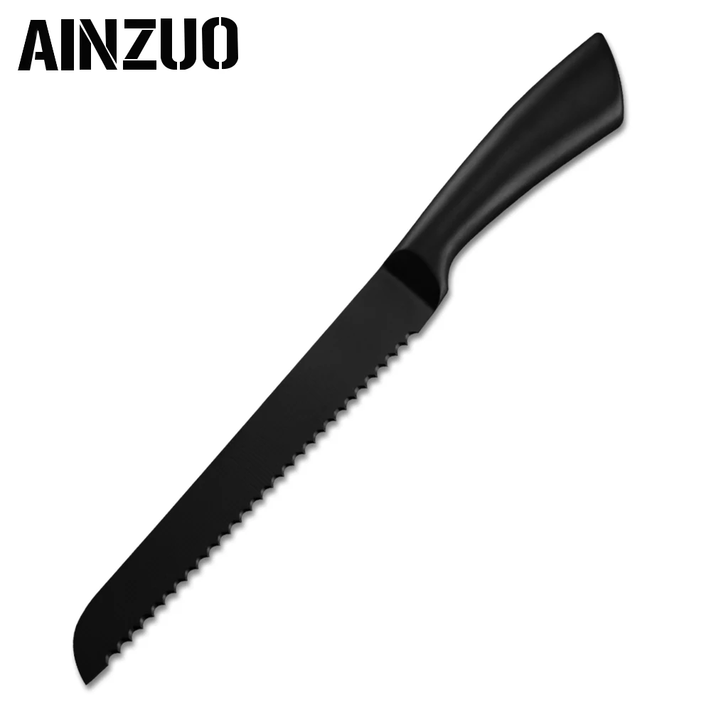 C.8 inch Bread Knife Набор кухонных ножей из нержавеющей стали AINZUO, Нескользящие столовые приборы, ножи с острым лезвием, мясо рыба, фрукты, суши, кухонные принадлежности - Цвет: C.8 inch Bread Knife