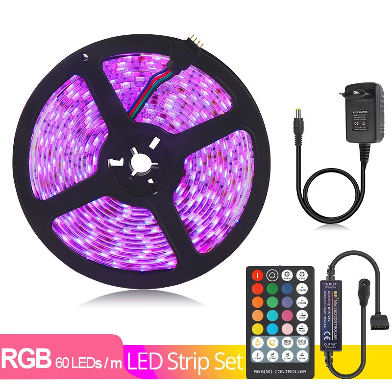 5M 300LEDs DC12V Светодиодный светильник RGB 5050 SMD гибкая светодиодная лента световой ленты 5 м лента Диод+ 28 кнопок контроллер+ адаптер питания - Испускаемый цвет: 5M 300LEDs
