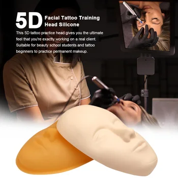 

5D Facial Tattoo Training Head Silicone Practice Permanent Makeup Lip Eyebrow Tattoo Skin Mannequin Doll Face Head