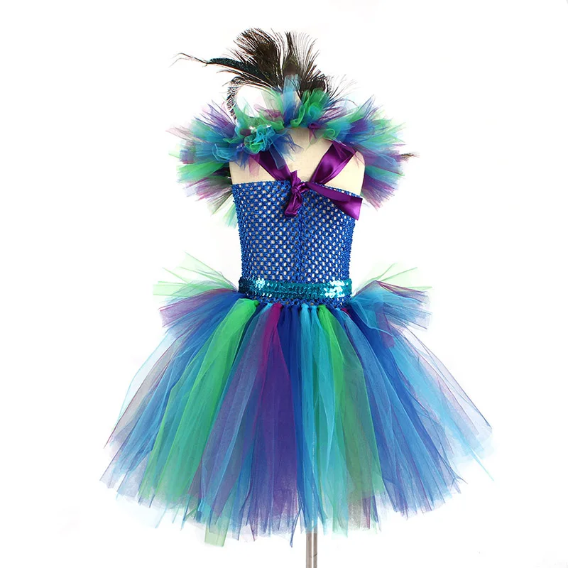 Girls Royal Peacock Tutu Costume Kids Peacock Princess Carnival Fancy Dress Ballerina Halloween Birthday Party Girl Tutu Dress (16)