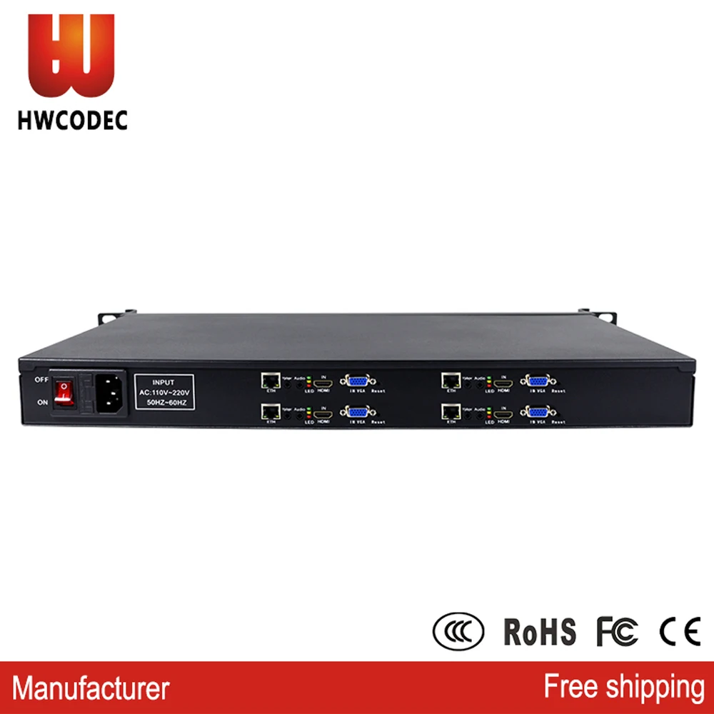 HWCODEC H3214 4 канала HDMI/VGA кодер IPTV кодировщик H.264 FHD 1080P IP потокового видео для