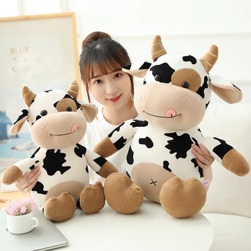 

30-65cm Cute Cattle Plush Toys kawaii Simulation Milk Cow Plush Doll Stuffed Soft Pillow for Children Kids Birthday Gifts