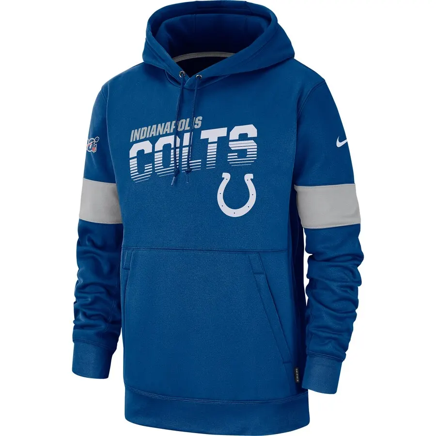 Индианаполис Мужская футбольная Толстовка Colts 100th Sideline Team Логотип Производительность пуловер Толстовка Королевский - Цвет: 1