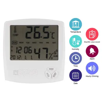 

Digital Thermometer Hygrometer Indoor Outdoor Digital LCD Electronic Temperature Humidity Meter Alarm Clock Weather Station