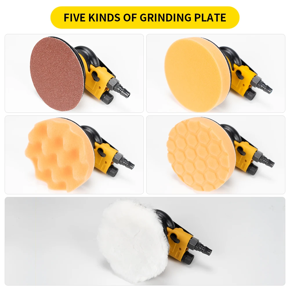 HIFESON Pneumatic  Polisher Air Sander 5'' 125mm Car Paint Care Tool Polishing Random Orbital Palm Machine Wood Working Grinder 2