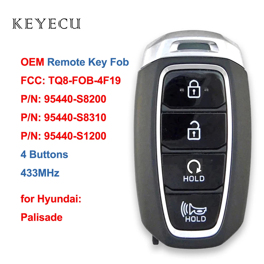 

Keyecu OEM смарт-телефон, 4 кнопки, 433 МГц, для Hyundai Palisade 2019, 2020, Φ/95440-S8200/S8310/S1200