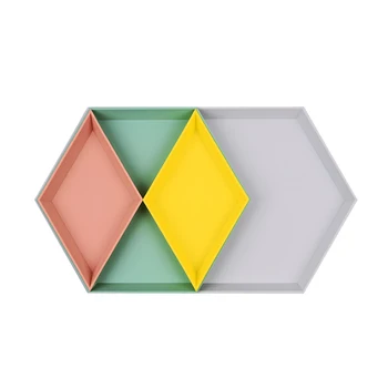 

4pcs/set Geometric Storage Tray Polygon Display Plate Nordic Creative Desktop Combination Storage Tray Fruit Cake Plate
