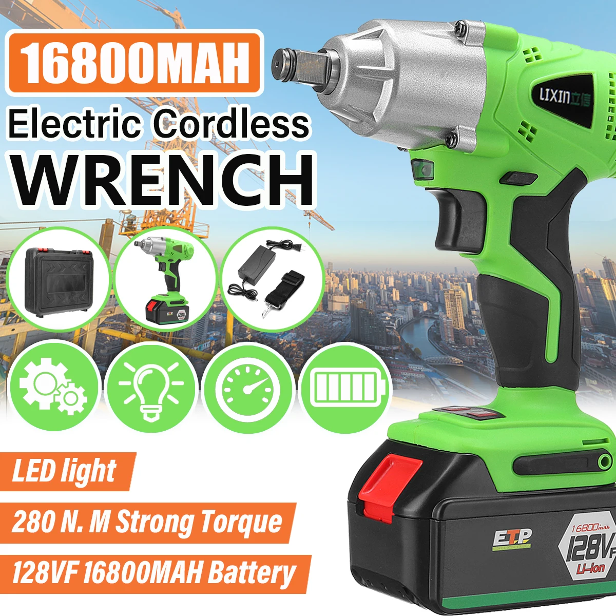 Portable Wireless Charging Wrench Electric Woodworking Tool with Rechargeable Lithium Battery Socket Charger 280N 16800mAh Portable Wireless Charging Wrench Electric Woodworking Tool with Rechargeable Lithium Battery Socket Charger 280N 16800mAh