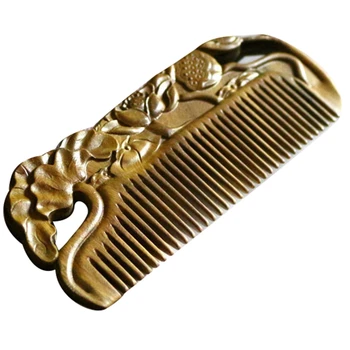 

Chinese Craft Wood Comb Hair Lotus Double-Sided Carved Sandalwood Comb Round Comb Not Hurt the Scalp