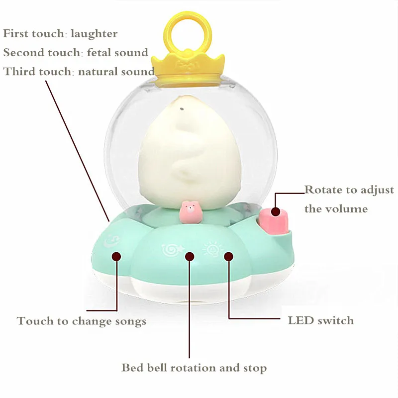 baby toys 0-12 month Touch dream bed bell newborn Rotating music rattles Crib moving bed appease toy detachable Cartoon pendant