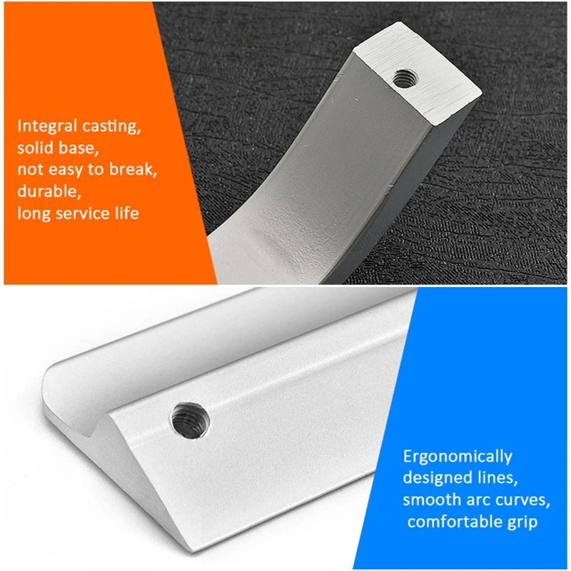 Simple Stylish Handle Aluminum alloy 2 mounting holes Handle Cabinet drawer Push handle for Wardrobe/Bedroom/Office Hardware