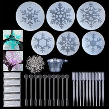 

1 set Snowflake Silicone Mold DIY Resin Epoxy Mold Screw Eye Pins Droppers DIY Crafts Jewelry Necklace Decorative Making Tool