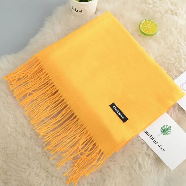 Yellow Scarf Кашемировый женский шарф новая теплая шаль Foulard Femme пашмины платок Шерстяной палантин голова шеи длинные зимние шарфы для женщин - Цвет: Yellow Scarf