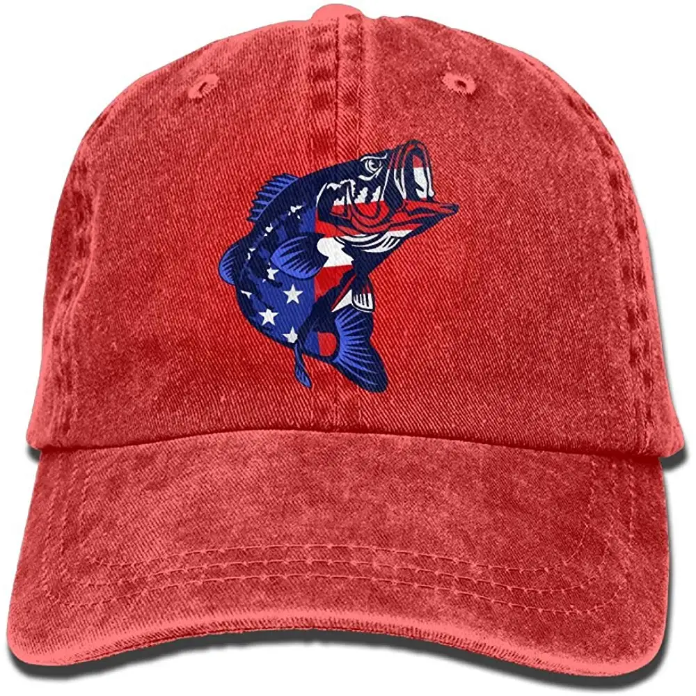 Бас Рыбалка флаг США унисекс промытая джинсовая бейсболка Рыбацкая шляпа регулируемая задняя застежка Кепка водителя грузовика