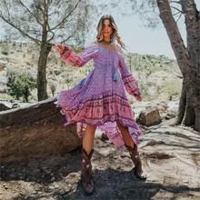 Jastie шикарные платья с принтом женские с открытыми плечами с открытой спиной сексуальные платья с длинным рукавом осеннее платье миди пляжное Boho Vestidos