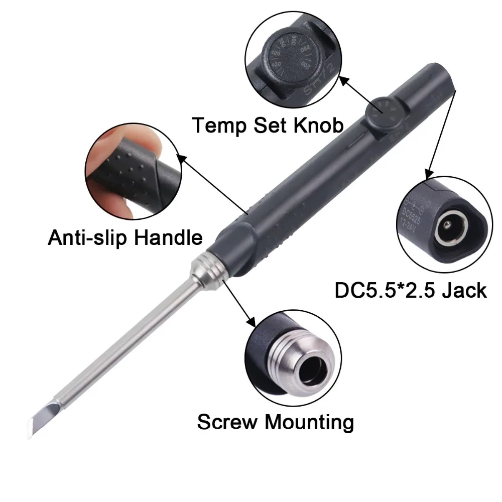 SH72 65W Mini Electric Soldering Iron Adjustable Temperature Portable Solder Welding Station SH-K KU BC2 C4 Tip w/ Power supply 3