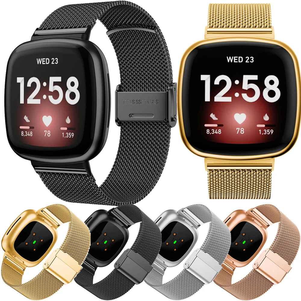 

Миланский ремешок для часов из нержавеющей стали для Fitbit Versa 3 ремешок для Fitbit Sense Correa браслет аксессуары для браслета