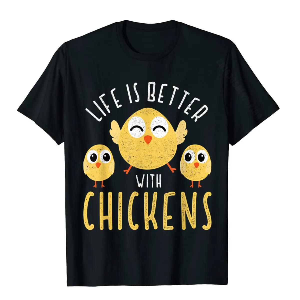 2021 Newest Men's Tshirts Cool Design Tops Shirts 100% Cotton Short Sleeve Summer Tops Tees Round Neck Free Shipping ife is better with Chickens Funny Chicken Farming Design T-Shirt__951 black