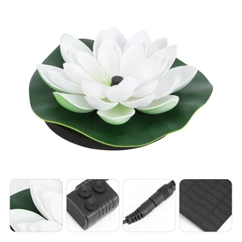 

1Pc Solar-powered Lotus Fountain Novel Fish Pond Fountain Garden Decor (White)