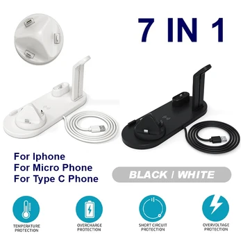 

7-In-1 Qi Wireless Charging Dock Stand for iphone Android Watch Airpods High Quality Mobile Phone Wireless Charger Accessories