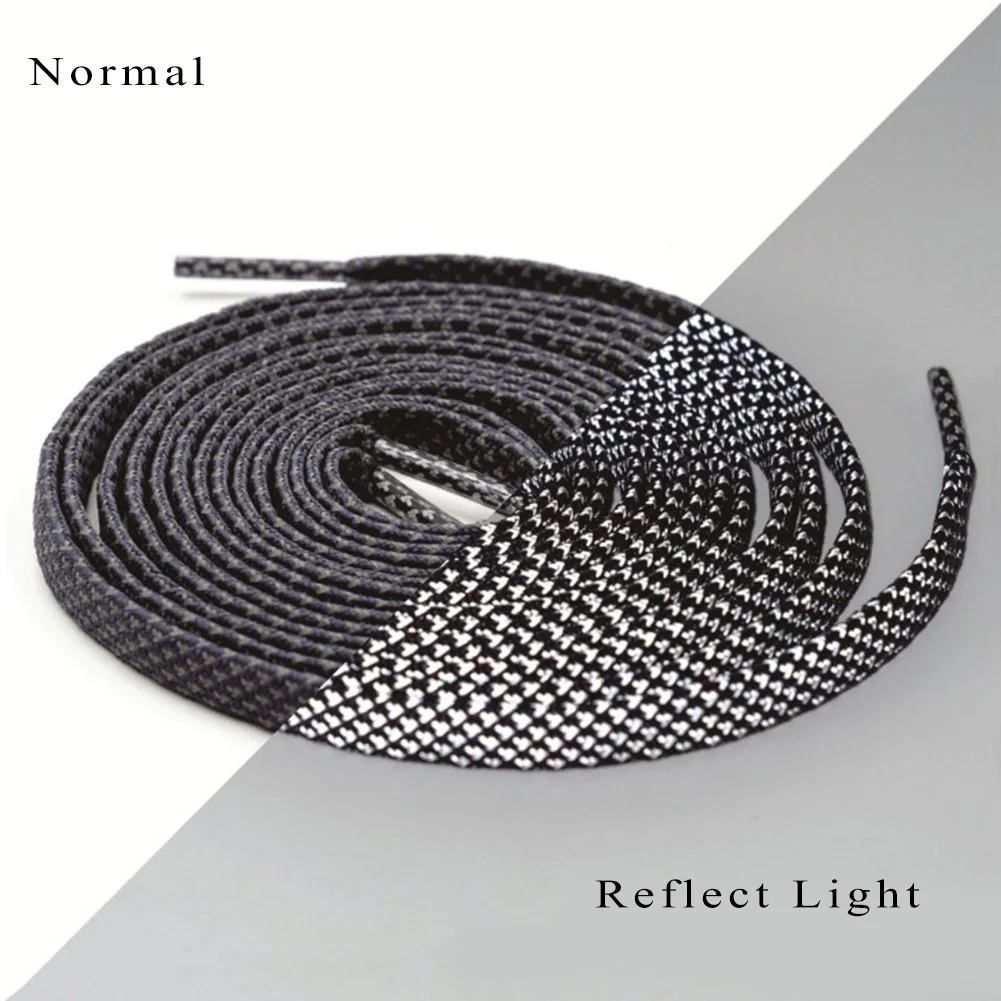 New Flat 1Pair 120cm Fluorescent Sneaker Shoestrings Sport Shoelaces 3M Reflective Wide Rope Shoes Lace Light Elastic Shoelaces - Цвет: dark blue
