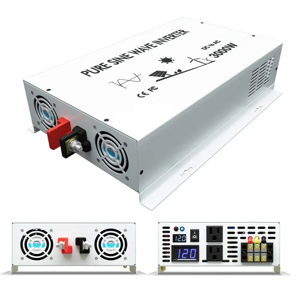 순수 사인파 태양광 인버터, 자동차 전원 인버터 변압기, 3000W, 24V, 220V, 12V, 36V, 48V DC에서 120V, 230V, 240V AC 원격 제어