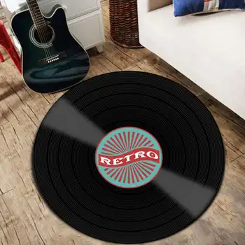 

Retro CD Carpet Mat Antique Sofa Chair Cushion Side Carpet Non-slip Short Velvet Mat Vinyl Records Model Door Decor Rug