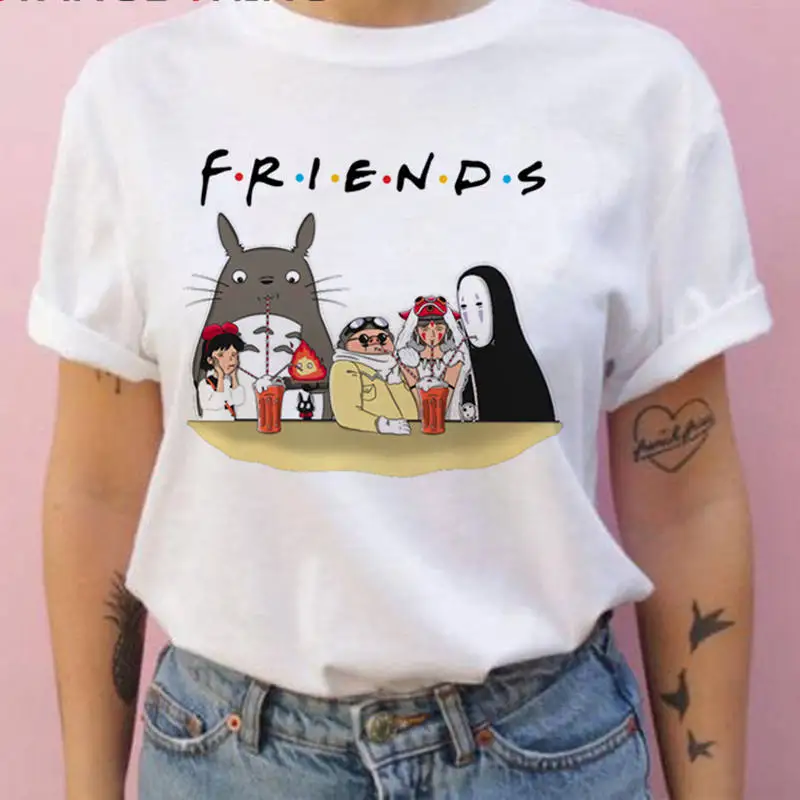 

Funny Cartoon Tshirt 90s Anime Top Tee Female Hayao Harajuku T Shirt Women Studio Ghibli Totoro Miyazaki Ullzang Graphic T-shirt
