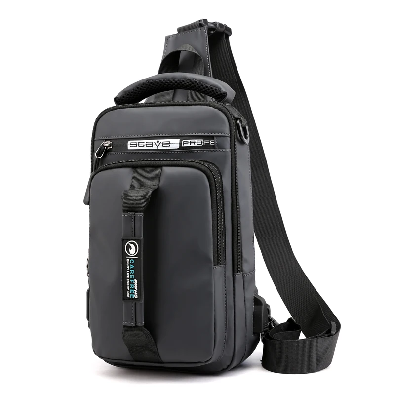 Многофункциональные мужские сумки через плечо с USB зарядкой унисекс Оксфорд