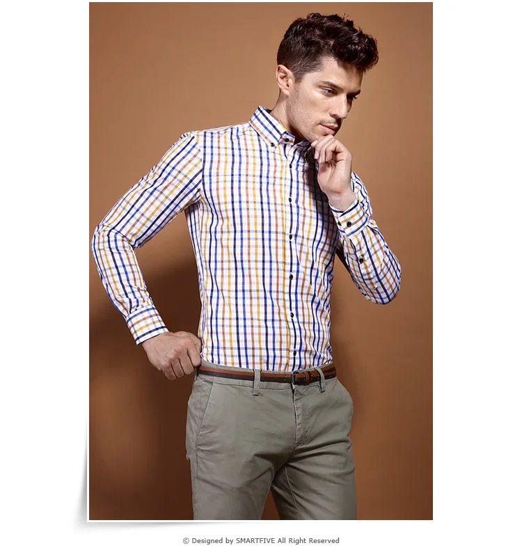 Стиль, мужские рубашки, длинный рукав, хлопок, узоры, клетчатая рубашка, приталенная, Camisa Masculina, Мужская одежда, размер 37-45, 46