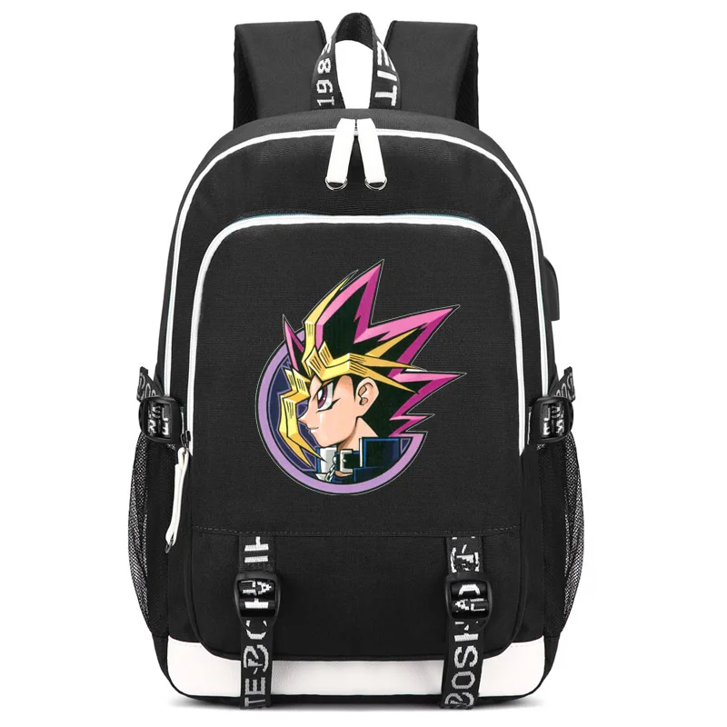Рюкзак Duel Monsters DM с usb-портом для зарядки и замком и интерфейсом для наушников для студентов колледжа - Цвет: style4 black