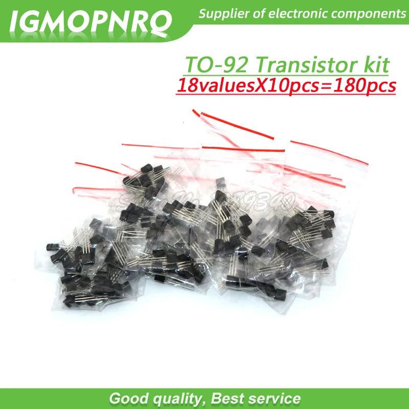 

18valuesX10pcs=180pcs 2N2222 S9012 S9013 S9014 A1015 C1815 S8050 S8550 2N5401 2N5551 TO-92 Transistor component Assorted kit