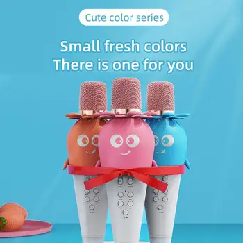 

Wireless Microphone Condenser Karaoke Mic Bluetooth Radio Studio Recording LED Colorful Light Mic Speaker For Kids Children