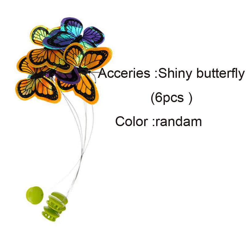 butterfly 6 piece Электрическая вращающаяся игрушка для кошек, красочная Блестящая бабочка, порхающая жук, игрушки для животных, Пластиковые забавные интерактивные обучающие игрушки для кошек - Цвет: butterfly 6 piece