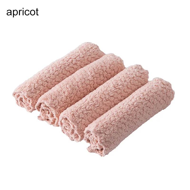 apricot 5 шт. полотенце для чистки многофункциональная ткань для посуды супер абсорбент не загрязняющее масло 25*25 см кухонная Чистящая салфетка - Цвет: apricot