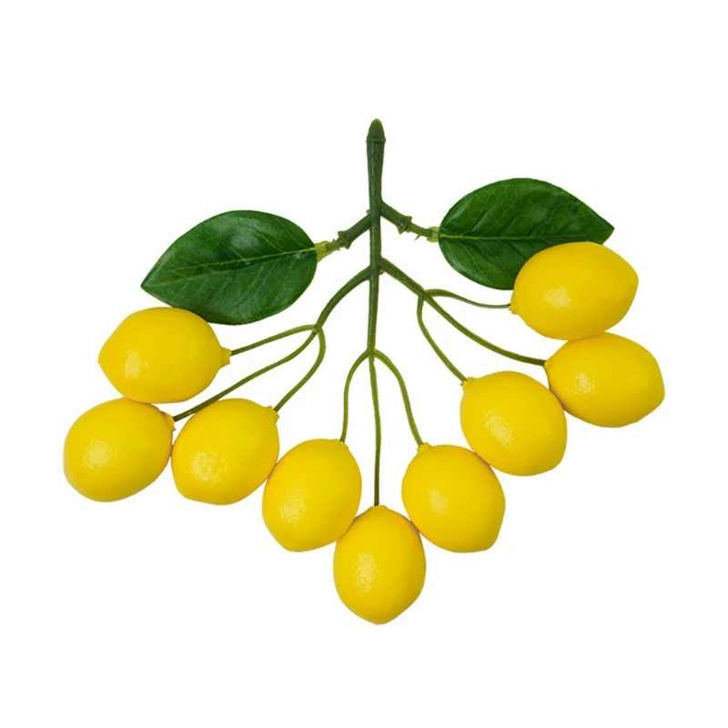 Artificial Lemons String Vivid Faux Lemon Plastic Fake Yellow Lemon Fake Fruit Home Table Party Decor Photography Prop artificial plants artificial fruits and vegetables