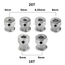 3D принтеры Запчасти GT2 зубчатый шкив 16 Зуб 2GT 20 Зубы Алюминий диаметр 4/5/6,35/8 мм синхронный колеса Шестерни части для Ширина 6 мм
