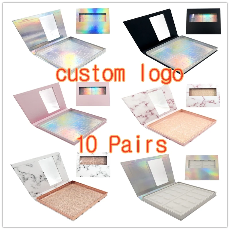

Natural Lashes packing box False Eyelashes Full Strip Lashes 10 Pairs Eyelash Storage Makeup Display Glitter Custom lOGO
