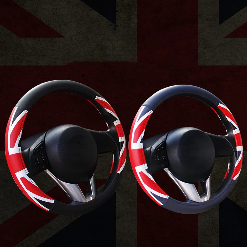 

Car Steering Wheel Cover 38CM Universal Leather British Style Non-slip Car Steering Wheel Cover Auto Interior Accessories