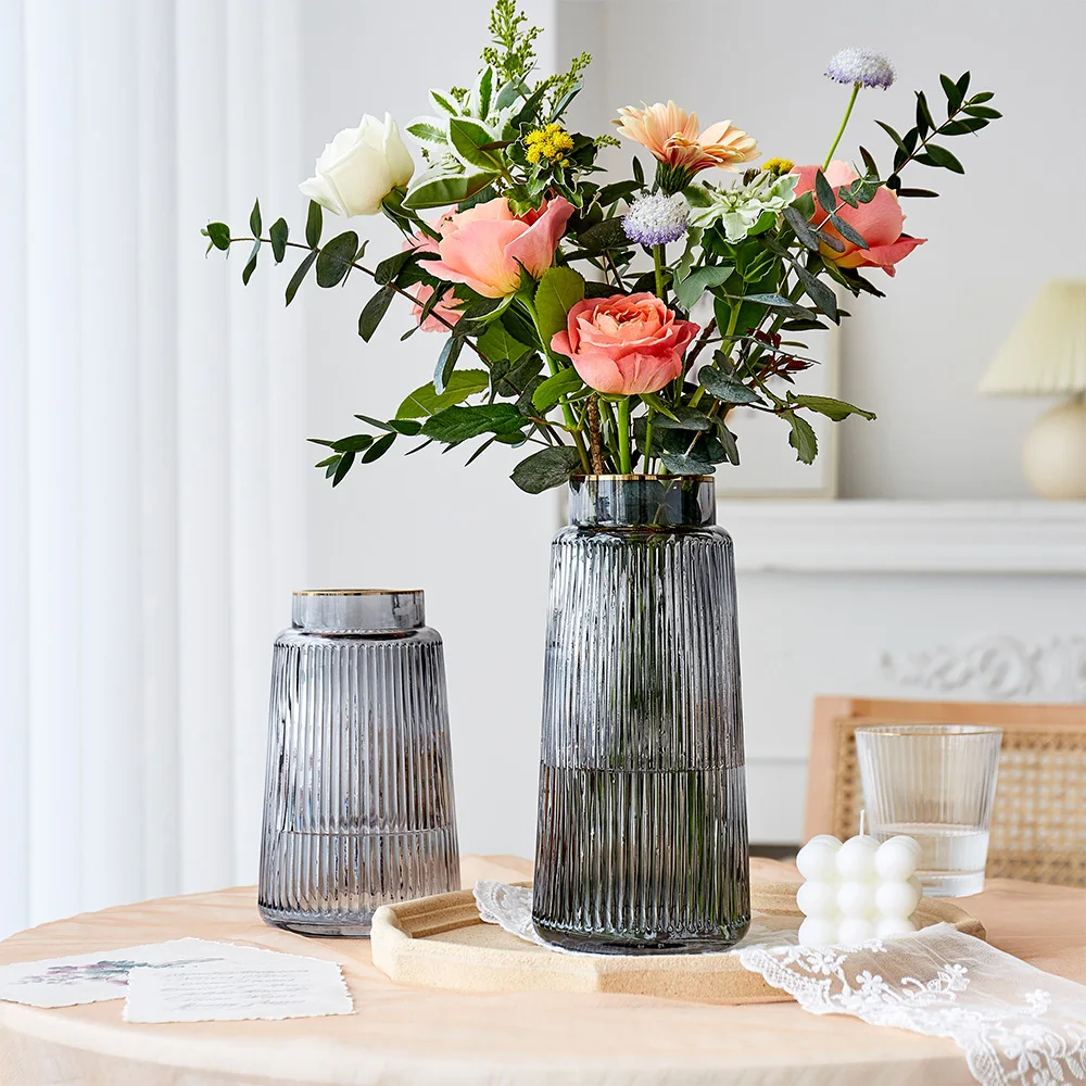 Modern Glass Vase Home Decor Living Room Dried Flowers Vases
