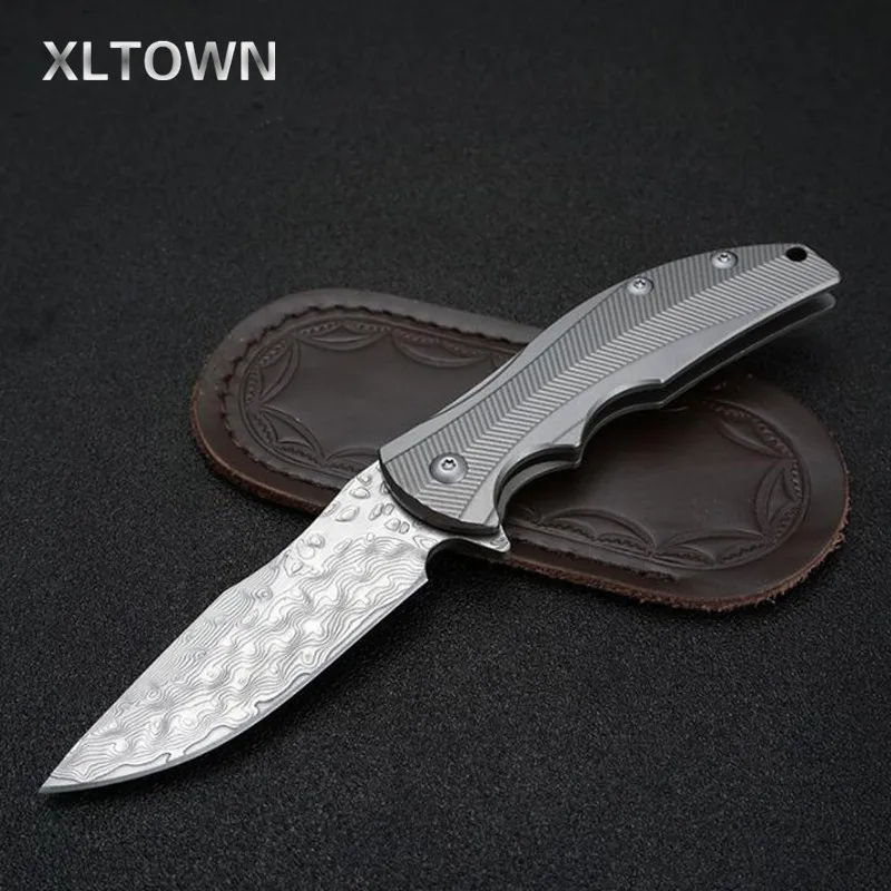 XLTOWN Folding knife Damascus D2 outdoor multi-function folding camping self-defense tool high quality | Инструменты