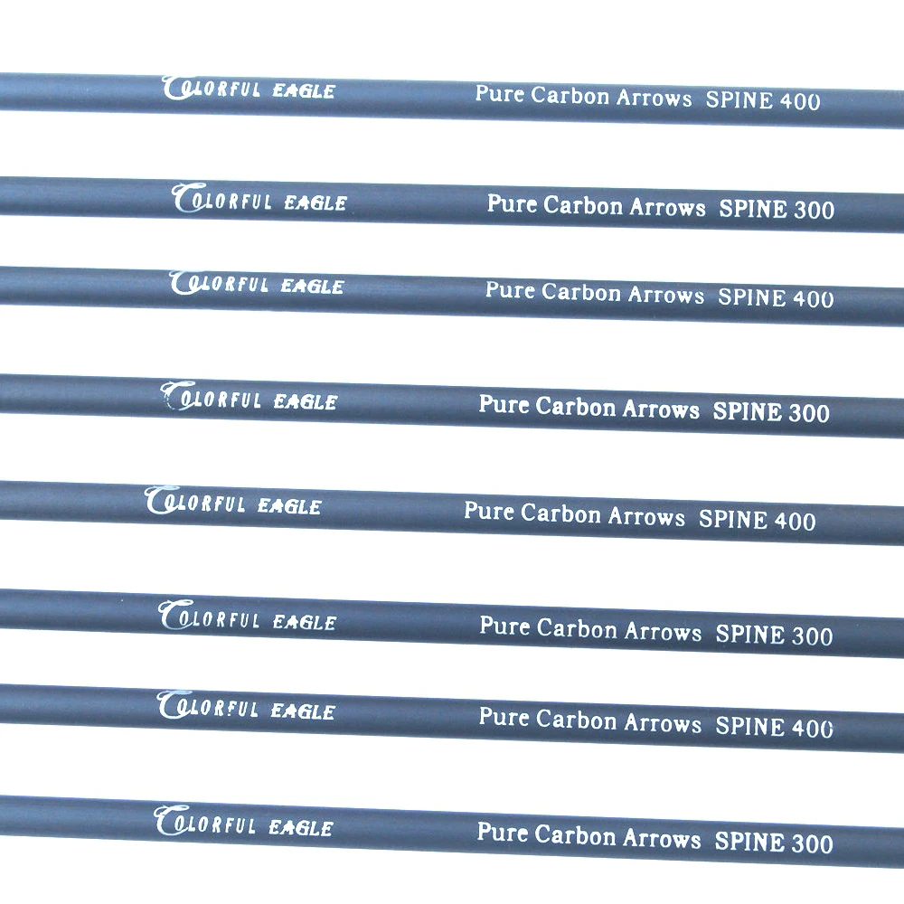 Archery Spine 300 400 Pure Carbon Arrow ID 6.2mm Replaceable Arrowheads for Composite Recurve Bow Hunting